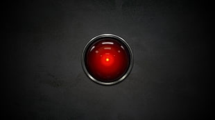 round red and grey metal tool part, science fiction, robot, HAL 9000, 2001: A Space Odyssey