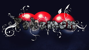 three white and red flower decors, digital art, Pokémon, typography