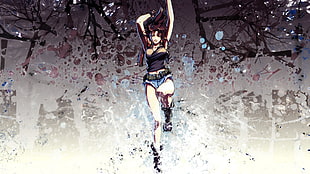brown haired female anime character, Black Lagoon, Revy, anime