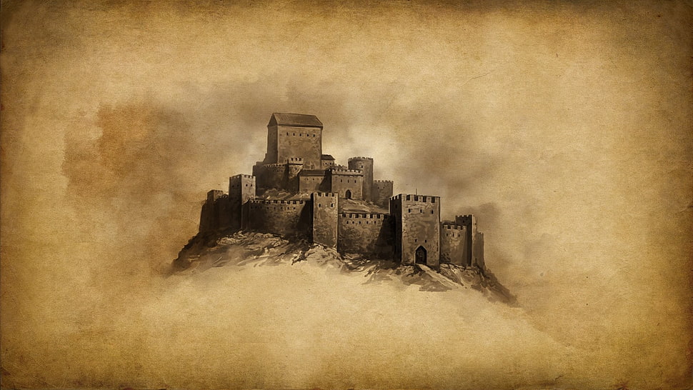 castle sketch, drawing, castle, tower, simple background HD wallpaper