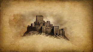castle sketch, drawing, castle, tower, simple background