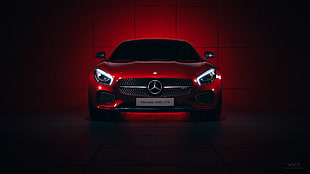 red Mercedes-Benz car