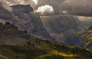 green mountain, landscape, nature, mountains, clouds HD wallpaper