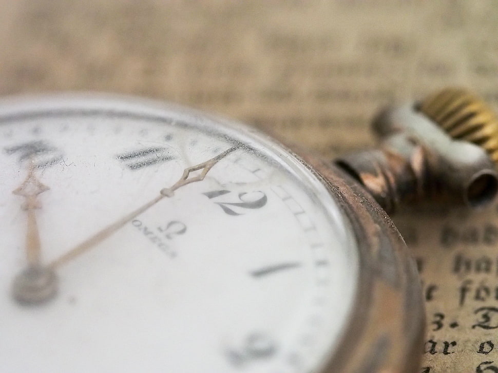 round brown pocket watch HD wallpaper