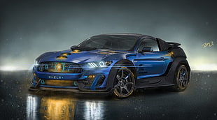 blue and black Ford Shelby HD wallpaper