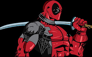 Deadpool holding sword illustration