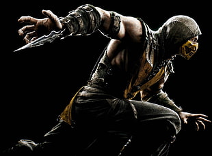 black and gray horse illustration, Mortal Kombat, video games, Mortal Kombat X, Scorpion (character) HD wallpaper