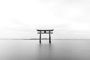 Istukushima shrine in Japan grayscale photography