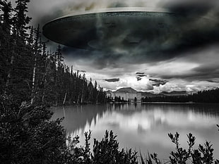 grayscale photography of space ship, fantasy art