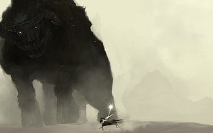 bull ilistration, Shadow of the Colossus, artwork, video games, fantasy art