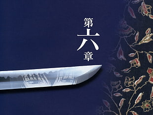 black and white printed crew-neck shirt, anime, Rurouni Kenshin, sword, reflection HD wallpaper