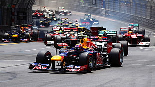 red and black RC car, Fernando Alonso, Ferrari, Red Bull, Formula 1