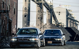 two black BMW sedans, car, BMW