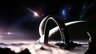galactic digital painting, 3D, space, stars, planet