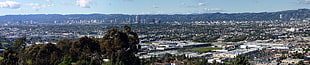 city buildings, city, Los Angeles, triple screen