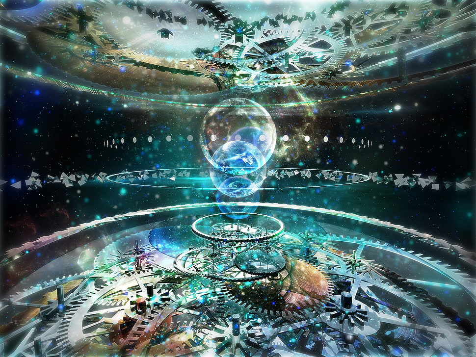 clockwork digital illustration HD wallpaper