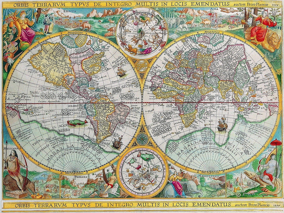yellow and green Mappe Monde world map, map HD wallpaper