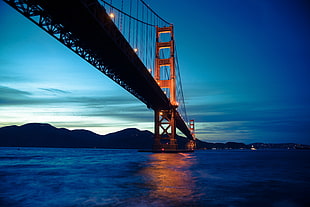 Brooklyn Bridge, Golden Gate Bridge, Sunset, San Francisco HD wallpaper