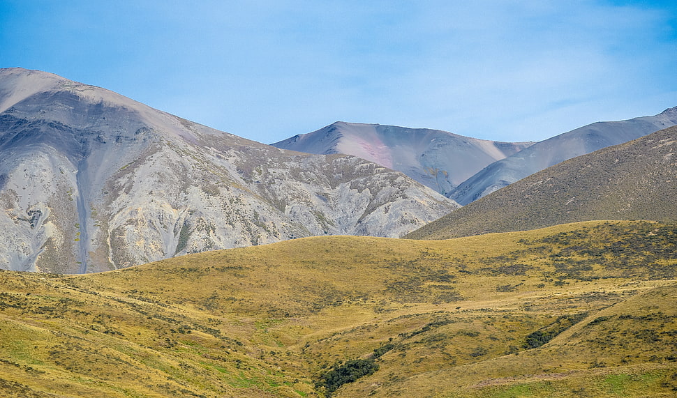 green and gray mountain terrain HD wallpaper