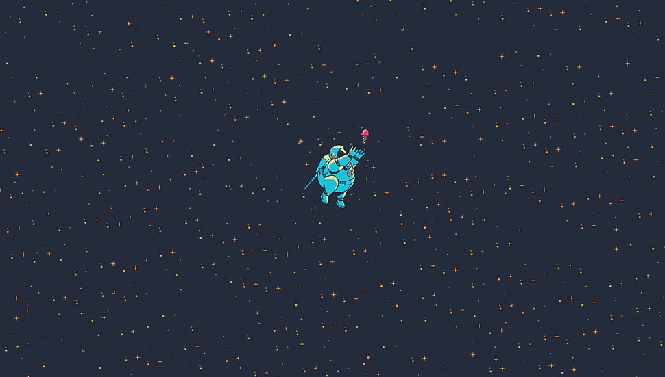 blue astronaut in space wallpaper, simple, simple background, space, humor HD wallpaper