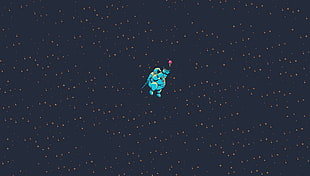 blue astronaut in space wallpaper, simple, simple background, space, humor