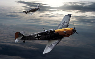 brown and gray monoplane, Messerschmitt, Messerschmitt Bf-109, Luftwaffe, artwork HD wallpaper