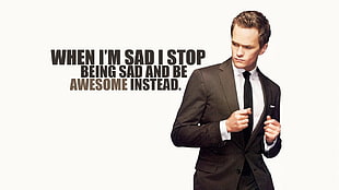 men's black formal suit with text overlay, How I Met Your Mother, Barney Stinson, quote
