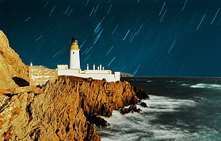 timelapse shot of lighthouse HD wallpaper