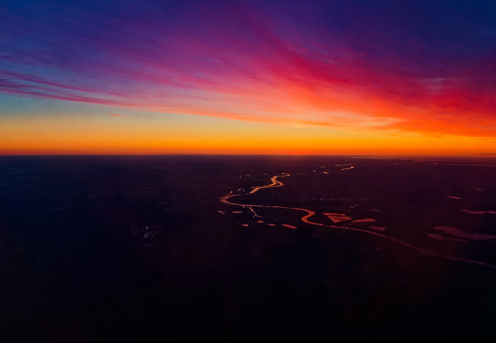 river during golden hour photo HD wallpaper