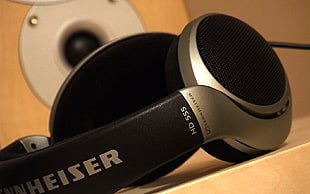 black and gray Sennheiser HD 555 headphones, headphones, Sennheiser