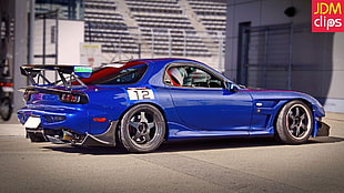 blue sports car, Mazda RX-7, JDM, car