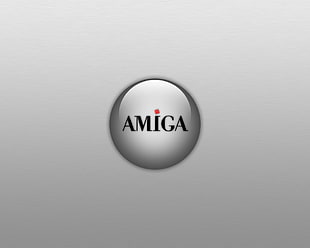 round white and black ceramic plate, Amiga, Commodore