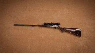 brown and black hunting rifle, gun, rifles HD wallpaper