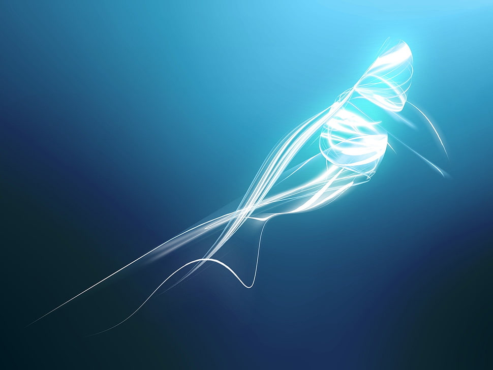 white and blue light artwork HD wallpaper