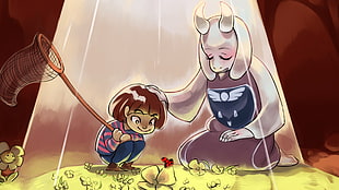 two woman and kid cartoon characters