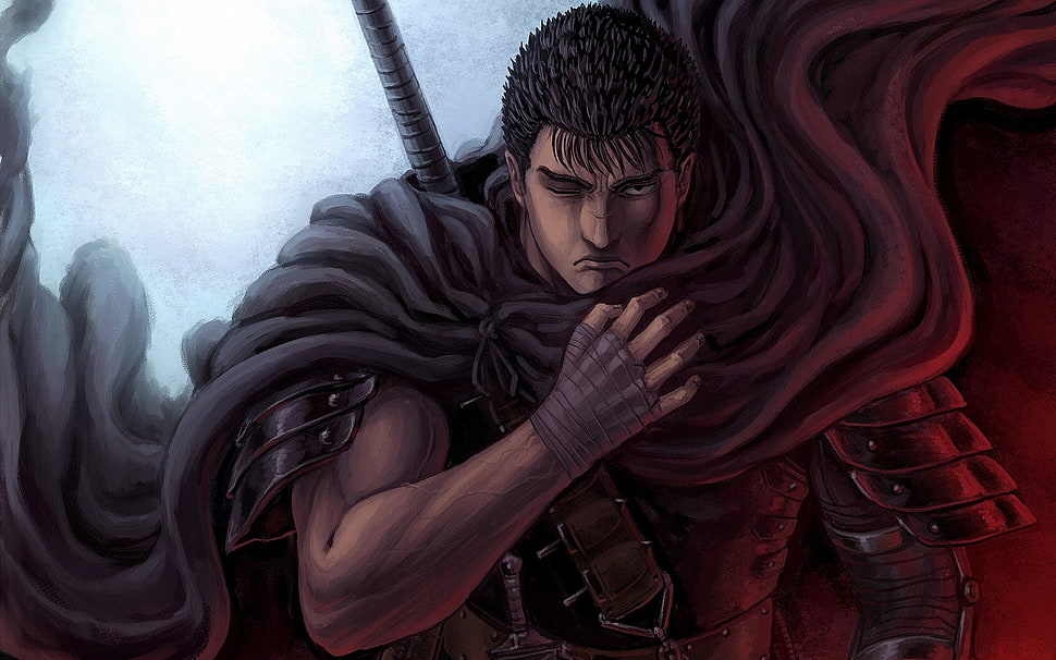 male anime character, anime, anime boys, Berserk, Guts HD wallpaper