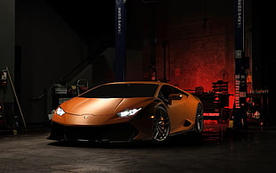orange Lamborghini HD wallpaper