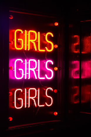 orange Girls neon signage HD wallpaper