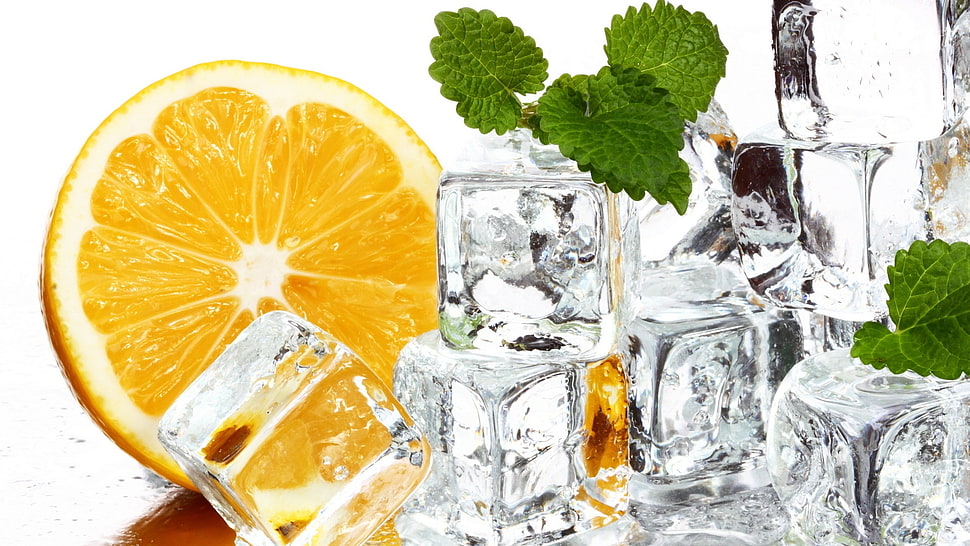lime with ice cube wallpaper HD wallpaper