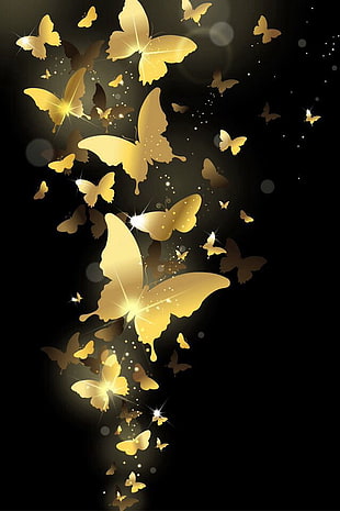 gold butterflies illustration HD wallpaper