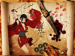 brown blade, artwork, fantasy art, Red Ninja: End of Honor, knife