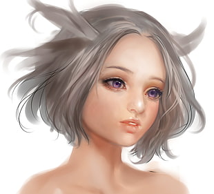 gray haired female Anime Character