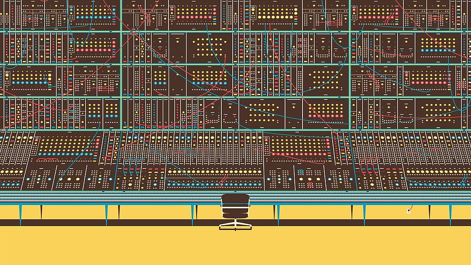 computer network illustration, computer, phone, digital art, mixing consoles HD wallpaper