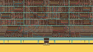 computer network illustration, computer, phone, digital art, mixing consoles HD wallpaper