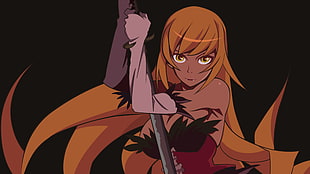 long yellow-haired female character holding sword