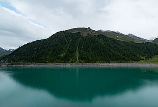 green mountain, Mountain, Lake, Sky