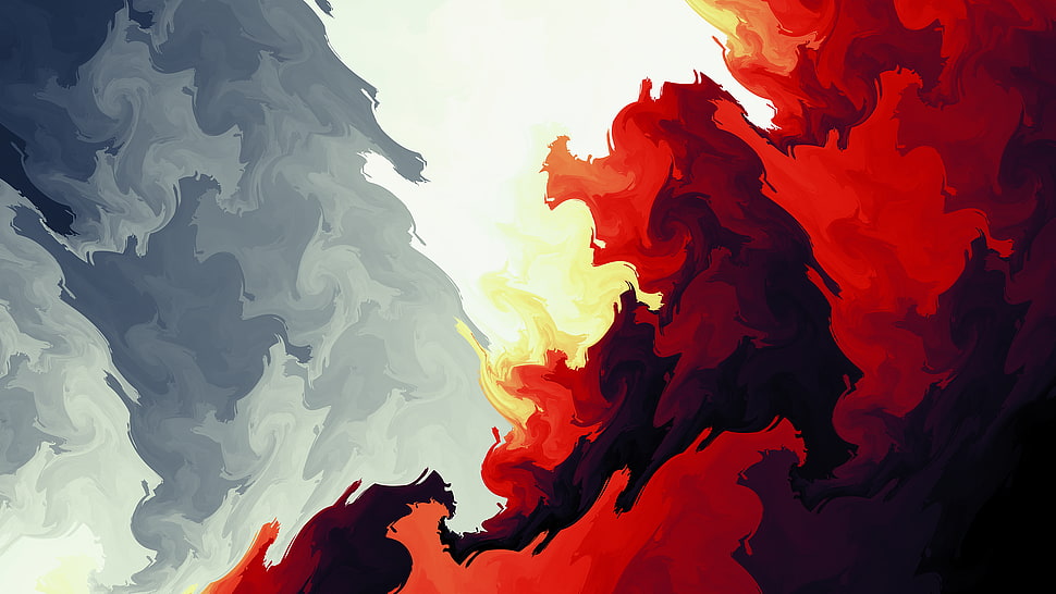 red, black, and gray abstract painting HD wallpaper