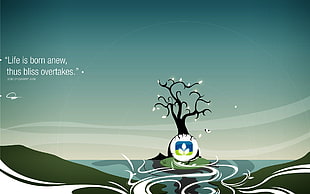 bare tree illustration, Desktopography, landscape, nature, digital art HD wallpaper