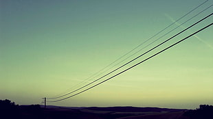 silhouette of cable wire, power lines HD wallpaper