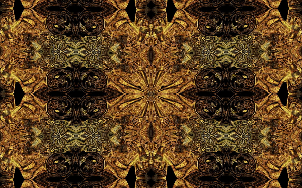 brown, silver, and gold Optical Illusion screen HD wallpaper